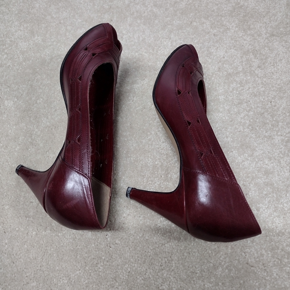 Vintage Bandolino Women's Red Peep Toe Shoes - Picture 9 of 14